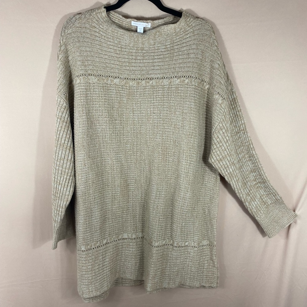 Westport 1962 Long Sleeve Cozy Sweater in Tan 100% Acrylic Size 2X